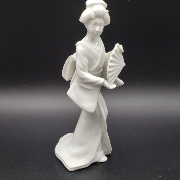 Fitz & Floyd 1967 Blanc De Chine Porcelain Japanese Geisha Girl with Fan AS IS - Picture 8 of 13